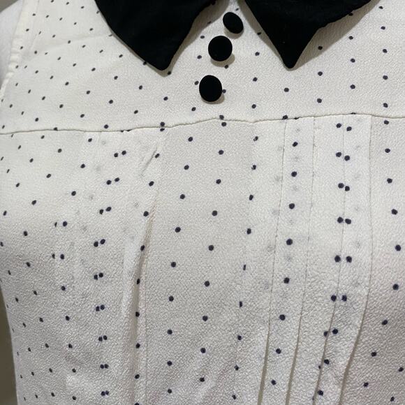 Forever 21 Mini Dress Size Medium White with Black Dots Sleeveless TWEE Style - Picture 7 of 12